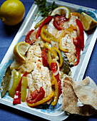 Baked sea bass with vegetables (Turkey)