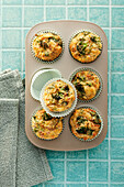 Hearty ham muffins with broccoli