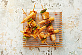 Fermented grilled tofu kebabs for vegans