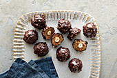 Sugar-free chocolate bites with hazelnut centres