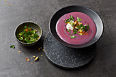 Red cabbage soup with orange gremolata
