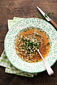 A Bowl of Bavarian liver spaetzle soup