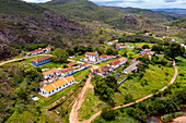 Aerial of the old textile factory Biribiri near Diamantina, Minas Gerais, Brazil, South America