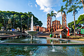 Square Pinheiro Machado in front of the Angelopolitan Cathedral, Santo Angelo, Rio Grande do Sul, Brazil, South America