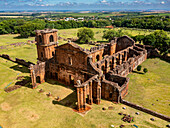 Luftaufnahme der Ruinen von Sao Miguel das Missoes, UNESCO-Weltkulturerbe, Rio Grande do Sul, Brasilien, Südamerika