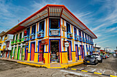 Colourful houses in Filandia, UNESCO World Heritage Site, Coffee Cultural Landscape, Quindio, Colombia, South America