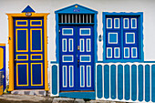 Colourful doors, UNESCO World Heritage Site, Coffee Cultural Landscape, Salento, Colombia, South America