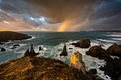 The Mangersta sea stacks on the Isle of Lewis, Outer Hebrides, Scotland, United Kingdom, Europe
