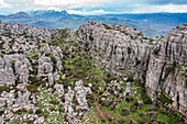 Luftaufnahme des Naturschutzgebietes El Torcal de Antequera, Antequera, Andalusien, Spanien, Europa