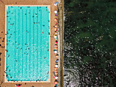 Aerial view of swimming pool, Sea Point, Cape Town, Western Cape, South Africa, Africa
