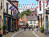 Jubilee decorations in Kirkgate, Ripon, Yorkshire, England, United Kingdom, Europe