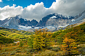 Berge um Valle Frances (Valle del Frances) im Herbst, Torres del Paine National Park, Patagonien, Chile, Südamerika