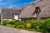 Traditionelles reetgedecktes Landhaus, Wennington, Cambridgeshire, England, Vereinigtes Königreich, Europa