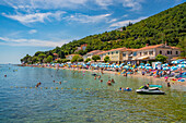 View of beach in Moscenicka Draga, Kvarner Bay, Eastern Istria, Croatia, Europe