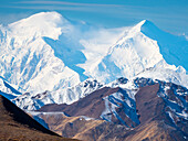 A view of the highest mountain in North America, snow covered Denali, Denali National Park, Alaska, United States of America, North America
