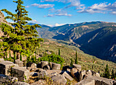 Archäologische Stätte von Delphi, Tal des Flusses Pleistos, Delphi, UNESCO-Welterbe, Phokis, Griechenland, Europa