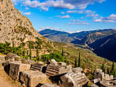 Archäologische Stätte von Delphi, Tal des Flusses Pleistos, Delphi, UNESCO-Welterbe, Phokis, Griechenland, Europa