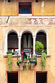 Hausfassade mit Fresken, Bassano del Grappa, Vicenza, UNESCO-Weltkulturerbe, Venetien, Italien, Europa