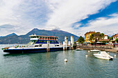 Typical boat on Lake Como, Varenna, Como, Lombardy, Italian Lakes, Italy, Europe