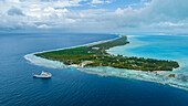 Aerial of the Anaa atoll, Tuamotu archipelago, French Polynesia, South Pacific, Pacific