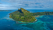 Luftaufnahme von Mangareva, Gambier-Archipel, Französisch-Polynesien, Südpazifik, Pazifik