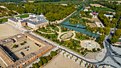 Aerial of the Royal Palace of Aranjuez, UNESCO World Heritage Site, Madrid Province, Spain, Europe