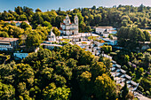Aerial view of Bom Jesus Church, UNESCO World Heritage Site, Braga, Minho, Portugal, Europe