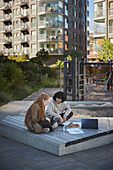 Friends at playground learning