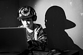 Boy using laptop