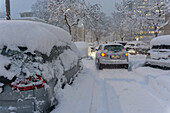 Cars on winter street