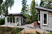 Wooden cabins with patio