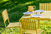 Table set in garden