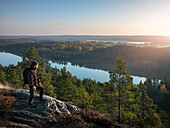 Hiker looking at view