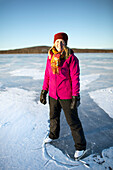 Woman on frozen lake