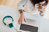 Woman using laptop