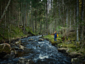 Boy at forest river