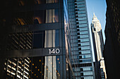 Number on building in city street