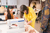 Women working at textile workshop