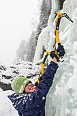 Child ice climbing