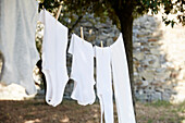 Drying laundry outside