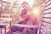 Smiling woman with dog