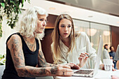 Two women on business meeting