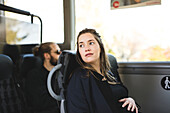 Woman on public transport
