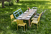 Table set in garden