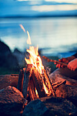 Campfire at dusk