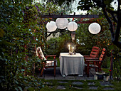 Table set in garden