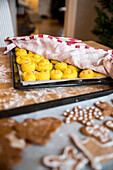 Homemade gingerbread cookies and saffron rolls
