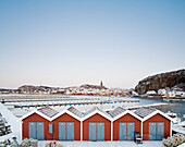 Fishing huts at sea