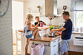 Family in kitchen