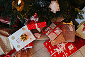 Presents under Christmas tree